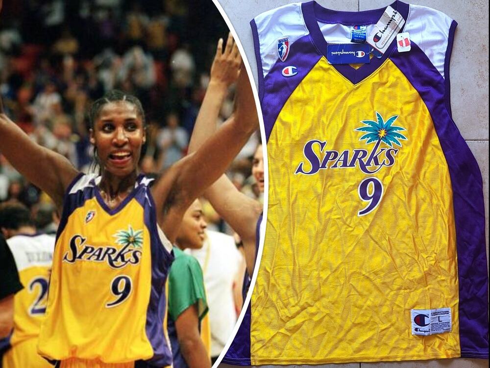NEW Lisa LESLIE #9 Los Angeles Sparks 90s CHAMPION jersey L gold WNBA vintage